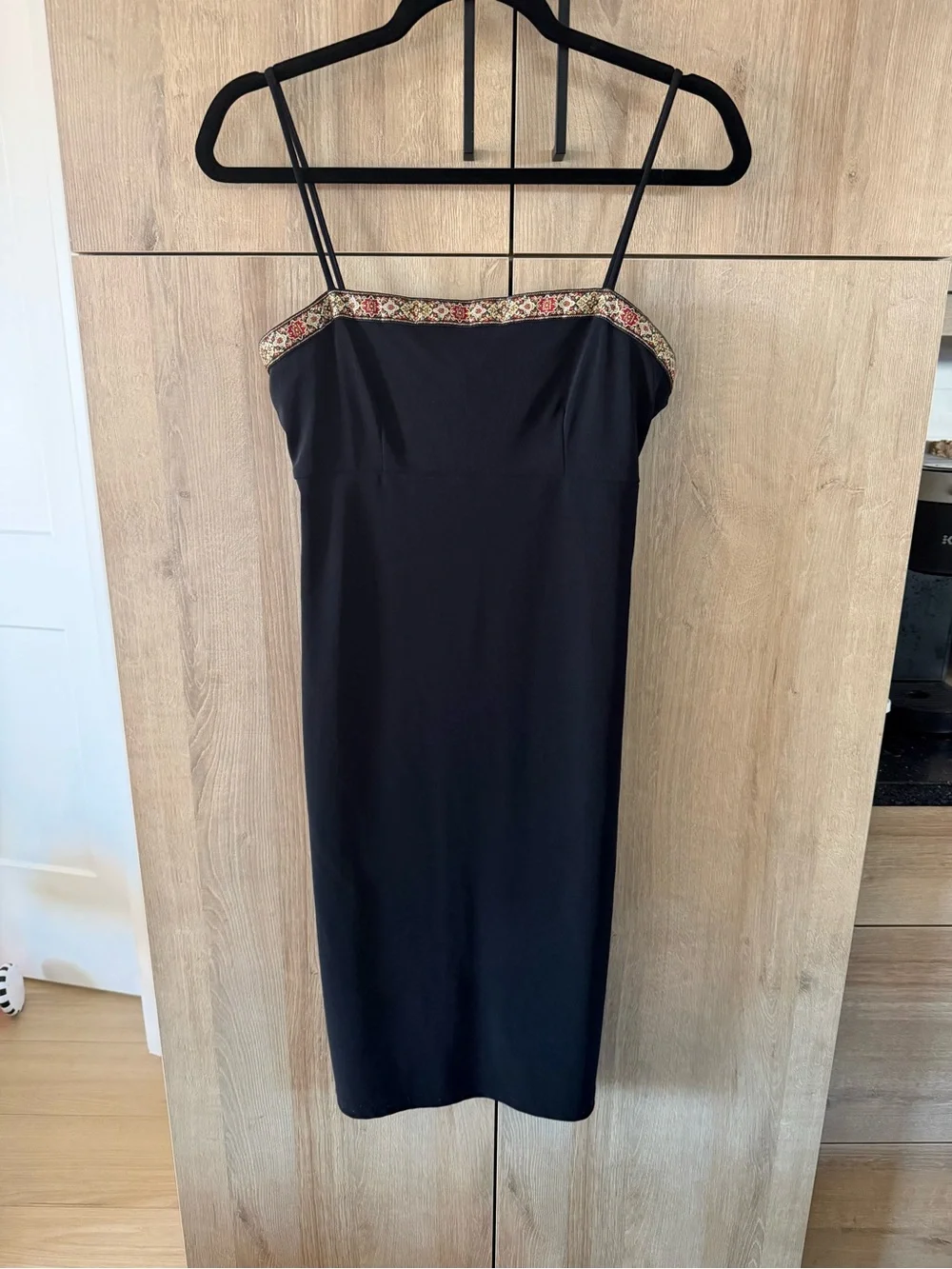 Ricki's - Vintage Black Midi Dress with Embellished Neckline - Picture 2 of 10